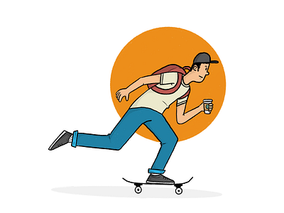 Late to Work illustration ipad procreate skateboard skater sketch