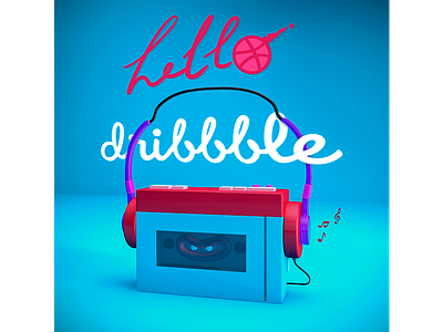 Hello dribbble 3d debut first flatdesign motion shot