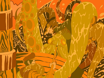 The Kraken concept art concept illustration digital illustration digital illustrations illustration illustration art illustrator kraken orange sea creature sea creatures sepia tale vector vector art vector artwork vector artworks vector background