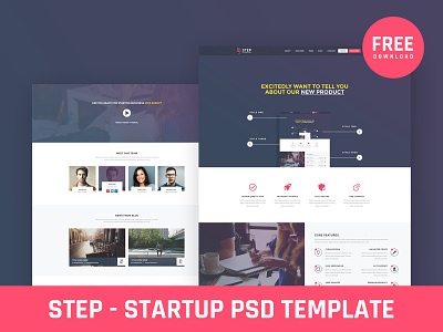 Free Startup PSD Template graphics mockup mockups