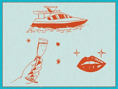 selected inktober works 2 champagne fancy illustration lips ship