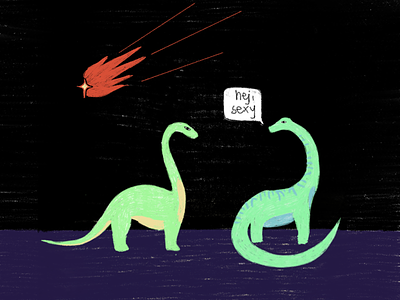Flirt dino dinosaur doodle illustration procreate