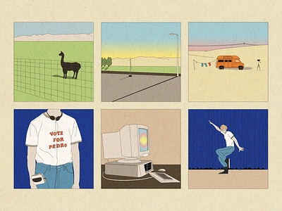 Napoleon Dynamite alpaca computer dance drawing idaho illustration jamiroquai lama landscape llama movie poster napoleon napoleon dynamite poster walkman