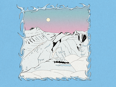 snow is on my mind digitalart illustration landscape moon mountains procreate snow
