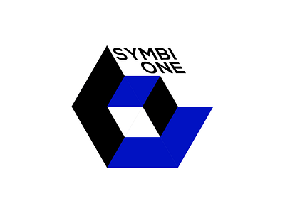 SymbiOne logo geometry hypercube isometric logo symbione simple vector