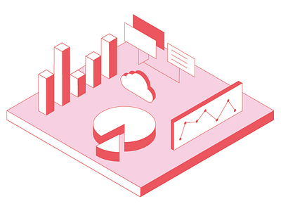 Isle of Data analytics chart cloud cute data graph illustration isometry it linework strategy visualisation