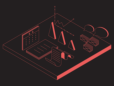 Isle Of Data 2 analytics chart cloud data graph illustration isometry it linework strategy visualisation