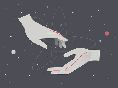 connection cosmic gradient grain hand hands illustration love