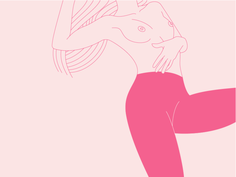 overthinking body female feminine girl illustration linework nude pink sexy simple vector