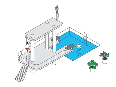 Water Jump character illustration isometria pool swimmingpool vector