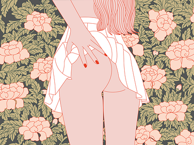 cheeky blossom blossom feminine flowers illustration nude pattern pink vector