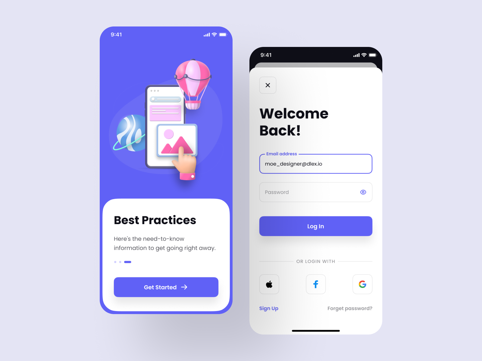 Onboarding and Login by Moe Elgendy for Dlex on Dribbble