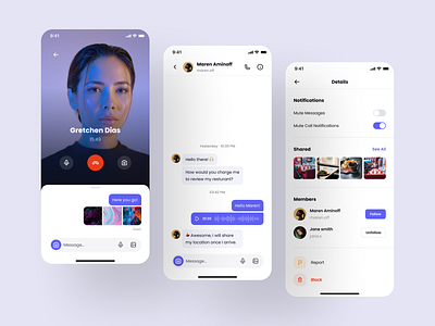 Chat app flow app audio call chat app dashboard design design system interface ios message mobile app mobile design system mobile ui ui ui design ui kit ux video call