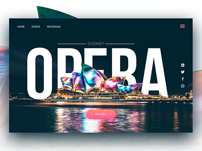 Sydney Opera House Landing Page UI Concept architecture blue button events opera pink song sydney ui ux voice water