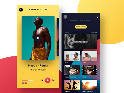 Music App Concept app design green happy minimal mobile mood music ui ux