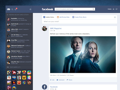 UI Redesign 001 - Facebook: News Feed blue facebook interface news feed redesign ui web