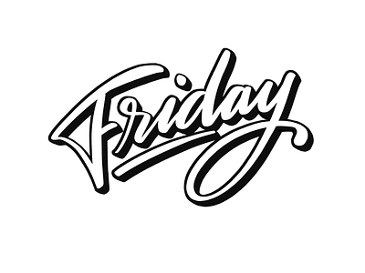 Friday black calligraphy friday illustration lettering procreate type typography weekday white