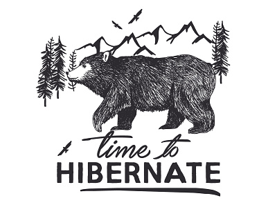 Time to hibernate argentina argentinian designers bear design drawing graphic design graphic tee ilustration lettering pijamas product design tee design vector winter winter is here work