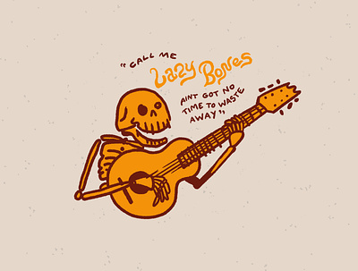 Lazy Bones design guitar illustration lyrics rolling stones skelton skulls