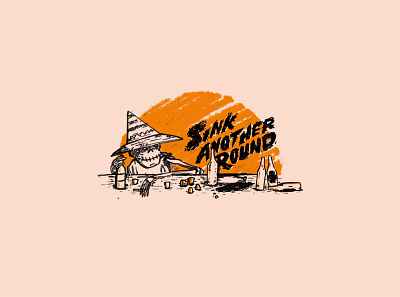 Sink Another Round booze cantina illustration lettering orange skeleton texture typography