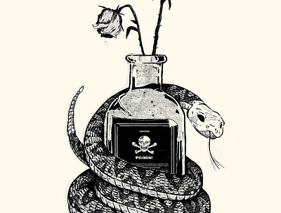 Poison illustration poison snake typography