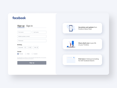 Facebook Login – Reimagined adobe appdesign clean dailyui design designer dribbble figma graphicdesign illustration inspiration interfaces login minimal ui uidesign uiux userinterface ux vector