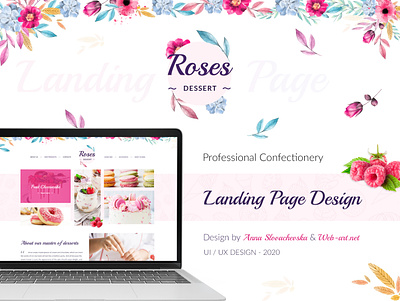 Landing page for a confectionery (pastry shop) confectionery design for site dessert shop e shop confectionery e shop confectionery ecommerce design eshop landing design landing page landing page concept landing page design landingpage pastry shop pink site sweet e commerce sweet e commerce uiux design site web design webdesign webdesign site webdesign site website