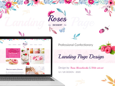 Landing page for a confectionery (pastry shop)