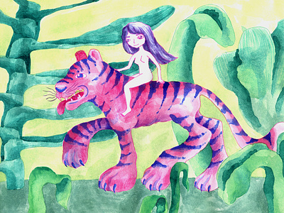 Year of tiger character design character illustration illustration watercolor watercolor paint
