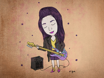 Vigo digital illustration digital painting girl guitar illustration rockgirl