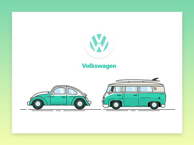 Volkswagen Vintage Illustration beetle bus classic flat icon illustration vintage volkswagen vw