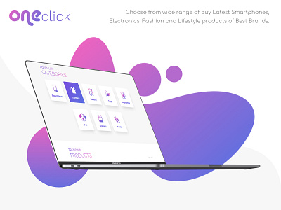 Oneclick clean ui design ecommerce flat icon interface online shopping website