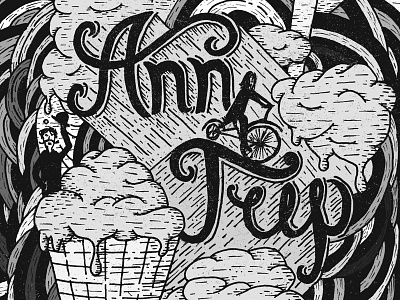 Ann Trip black fun grey hola illustration ink lettering white