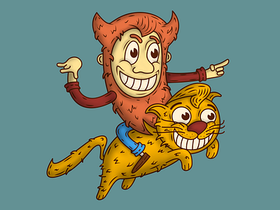 Domovoy & Cat brownie cartoon cat character design concept illustration