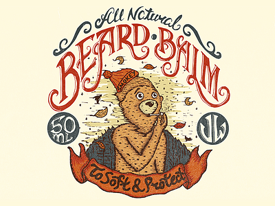 Bear Smokey Illustration balm bear beard illustration label lettering