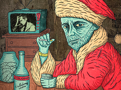 Poster for Chernikovskaya Hata christmas gig illustration new poster santa vodka year