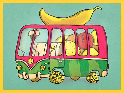 Bananacar banana car fruits kids lemon van watermelon