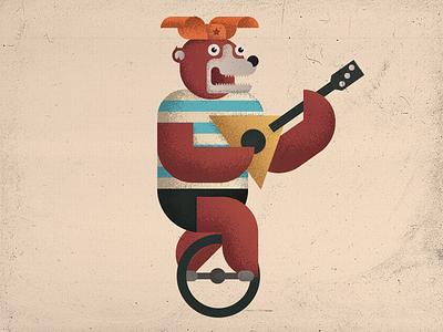 Bear, unicycle, balalaika balalaika bear ear flaps hat illustration russia stereotype unicycle