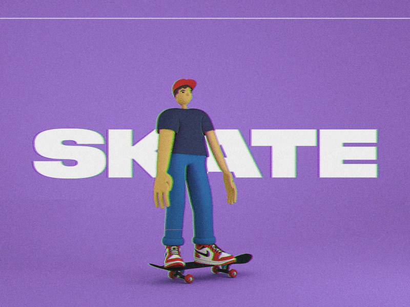 Sk8 animation boy c4d character illustration mixamo motion octane octanerender ollie skate