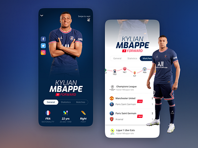 Roster Design Concept | Kylian Mbappe app blue design football france kylian mbappe paris player psg soccer ui ux worldcup