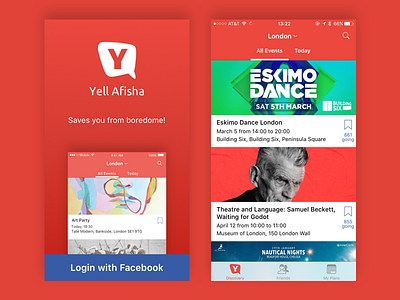 Yell Afisha iPhone app interface