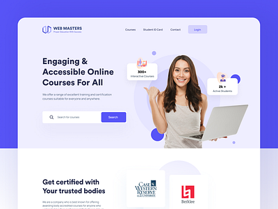 E-Learning Landing Page accessible certified colorful colorful website course e learning ecommerce education elegant engaging instructor landing page minimal minimal web mobile app online course online education pretty lady web website