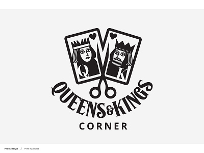 Queens and Kings card hairdressing king logo queen retro salon