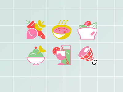 Icons cooking food foodie minimal pastel sweet