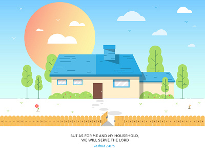 Home bible day gradient home house illustration joshua sky verse