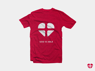 Church t-shirt christ church cross heart identity logo ministry red t shirt