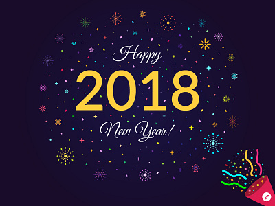 Happy New Year 2018 2018 celebration confetti design fireworks galaxy happy new year stars typography