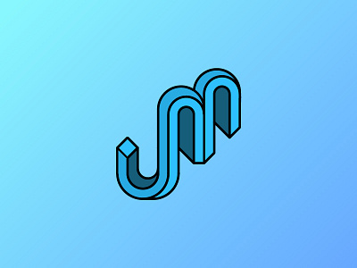 JM Isometric blue brand cool gradient identity initials isometric jm name
