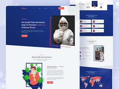 Wirus.- Corona (covid-19) landing page corona corona render corona virus coronarender coronavirus covid covid 19 covid 19 covid19 crest illustration landing landing design landing page landing page design landing page ui landingpage minimal ui website