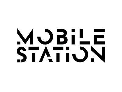 Mobile Station black black and white design logo logotype monochrome simple typogaphy white